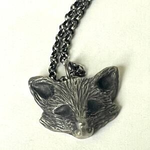 Andree Chenier Sterling Silver Fox Pendant Necklace 18in